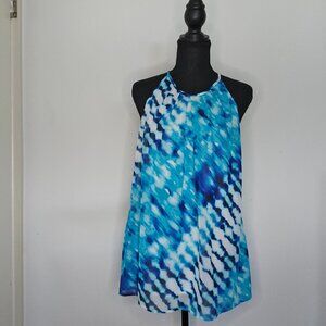 Tourquise tye-dyed, pleated summer top